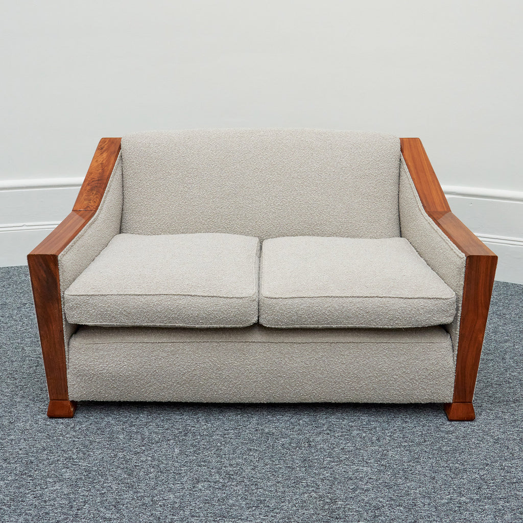 Art Deco Club Sofa Walnut and Bouclé - Jeroen Markies Art Deco Lounge Sofa Vintage Original 