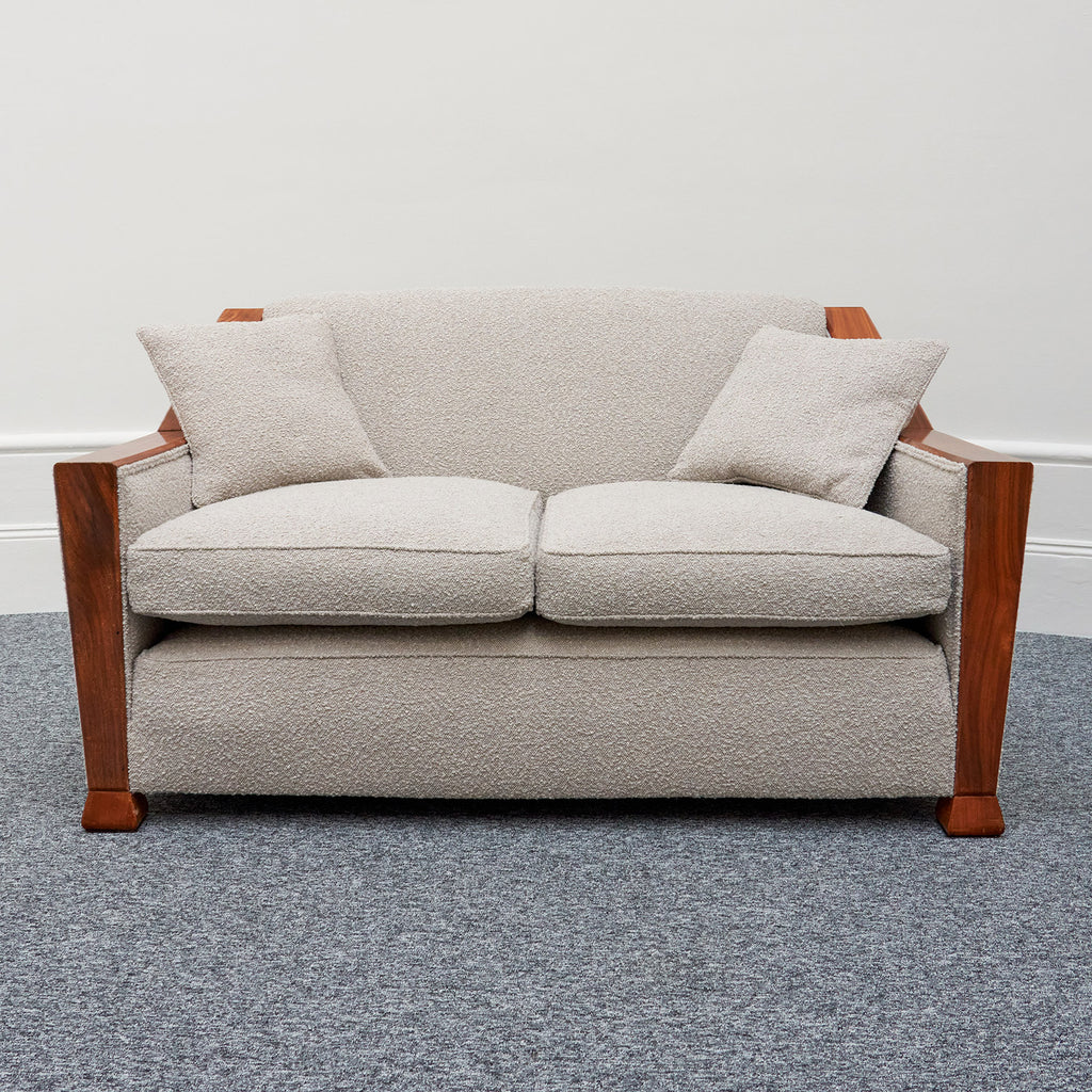 Art Deco Club Sofa Walnut and Bouclé - Jeroen Markies Art Deco Lounge Sofa Vintage Original 