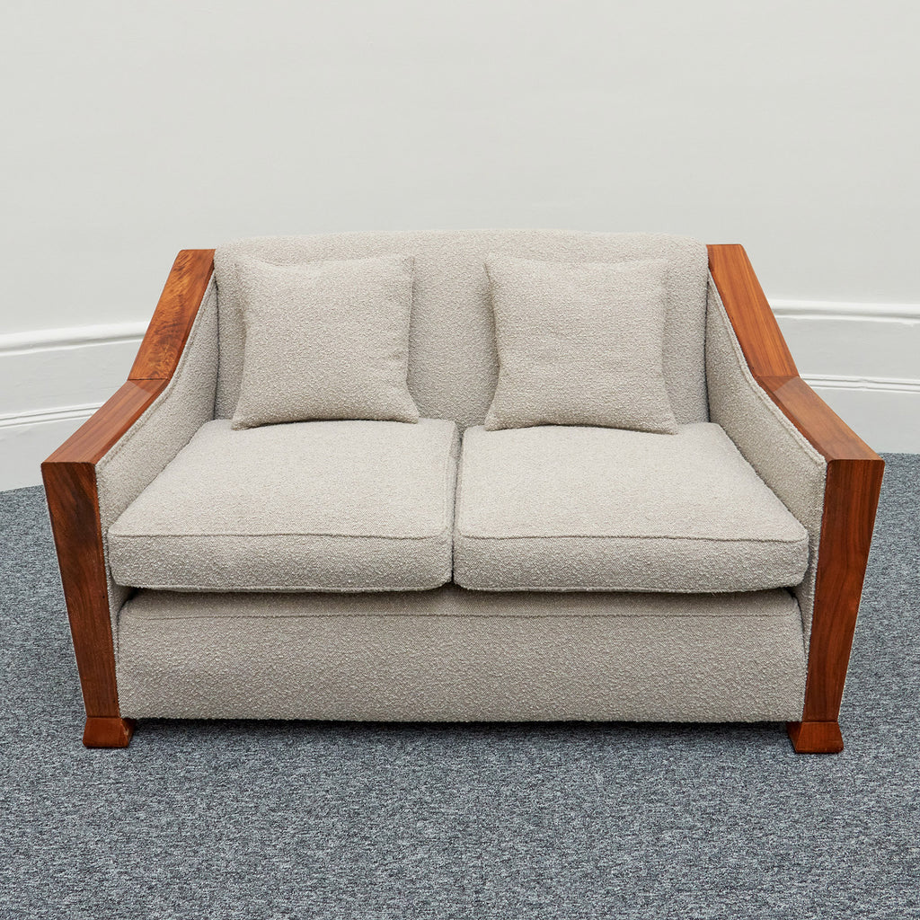 Art Deco Club Sofa Walnut and Bouclé - Jeroen Markies Art Deco Lounge Sofa Vintage Original 