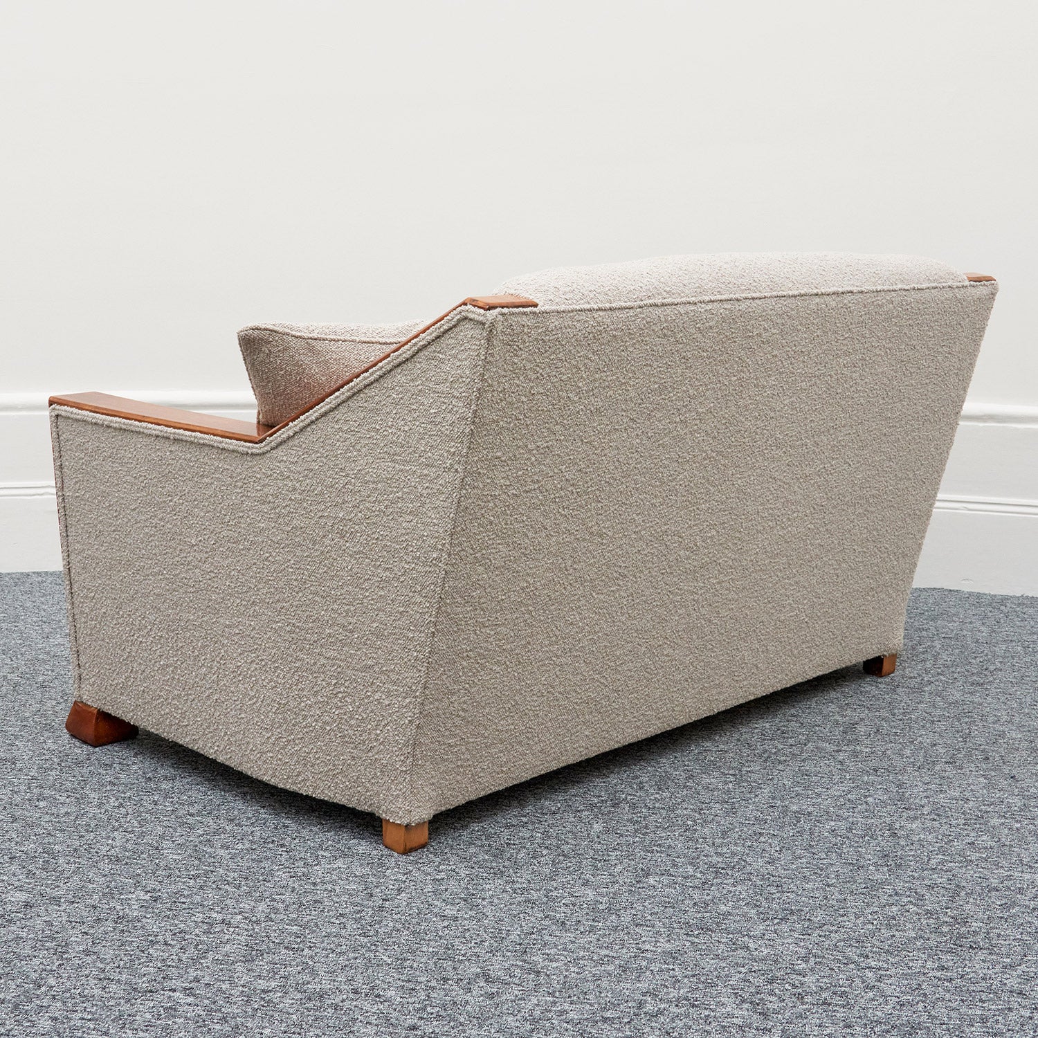 Art Deco Club Sofa Walnut and Bouclé - Jeroen Markies Art Deco Lounge Sofa Vintage Original 