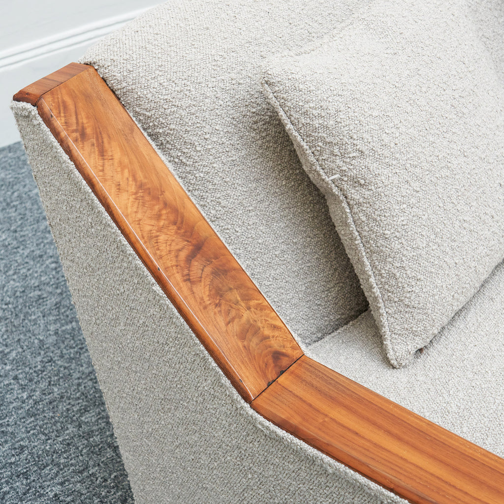 Art Deco Club Sofa Walnut and Bouclé - Jeroen Markies Art Deco Lounge Sofa Vintage Original 