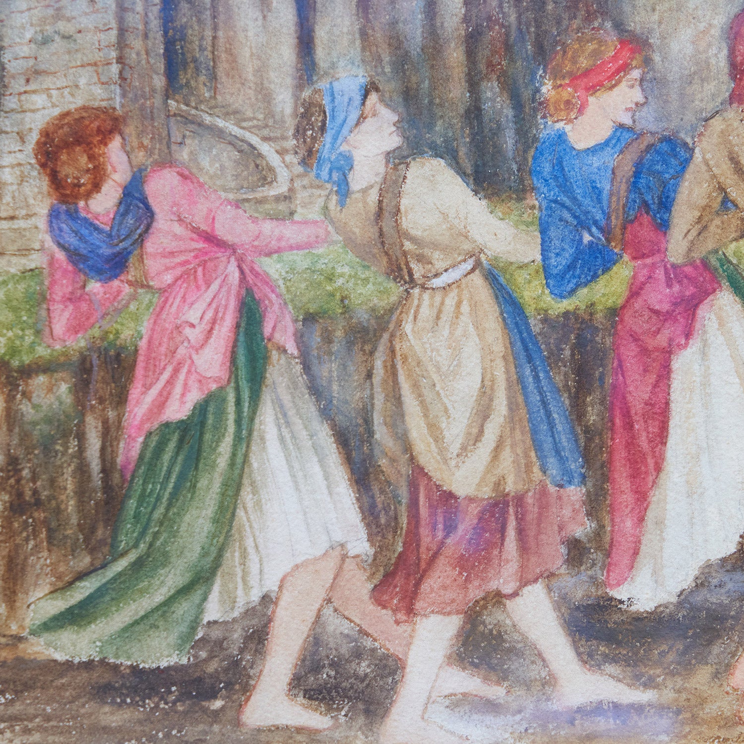The Women of Sorrento watercolour, body colour and pencil by John Roddam Spencer Stanhope (1829-1908) - Jeroen Markies Art Deco