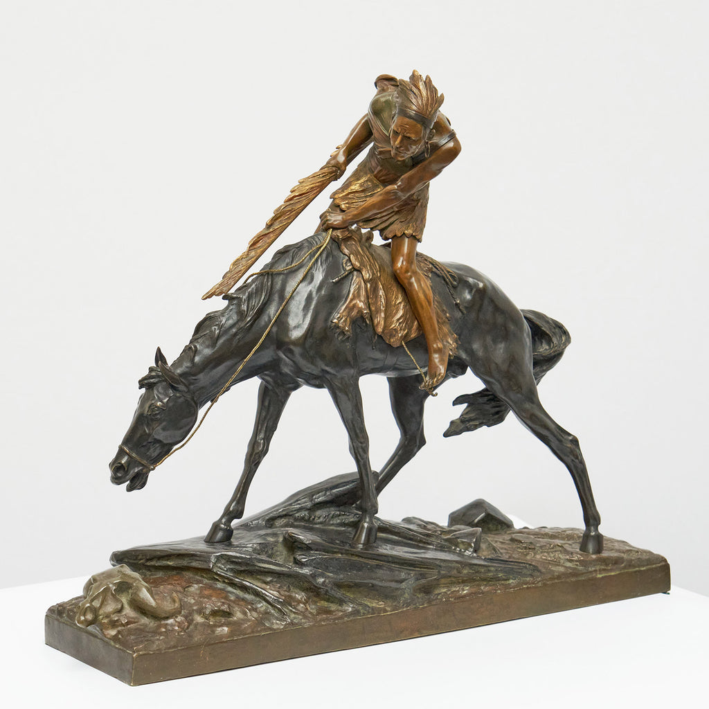 Native American Warrior on Horseback by Édouard Drouot - Jeroen Markies Art Deco