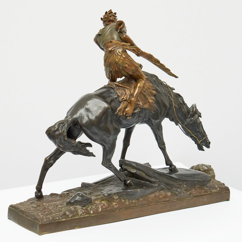 Native American Warrior on Horseback by Édouard Drouot - Jeroen Markies Art Deco