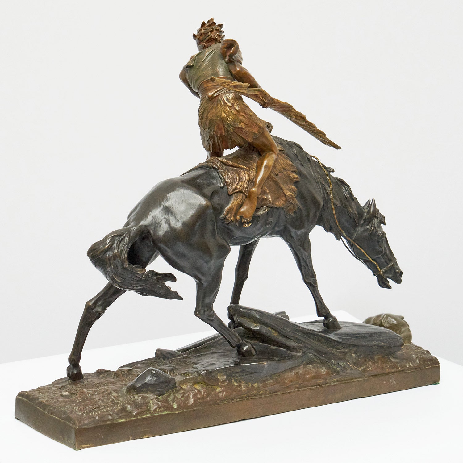 Native American Warrior on Horseback by Édouard Drouot - Jeroen Markies Art Deco