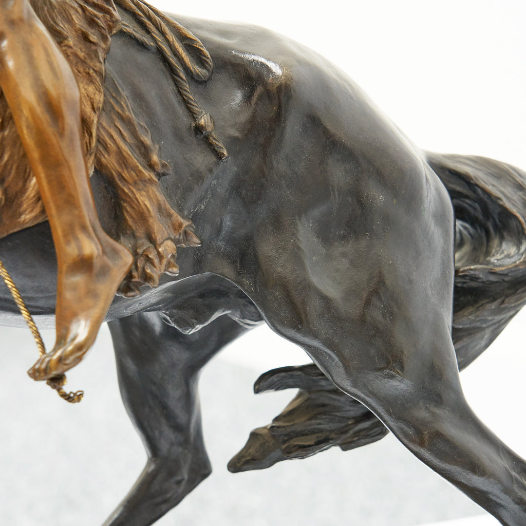 Native American Warrior on Horseback by Édouard Drouot - Jeroen Markies Art Deco