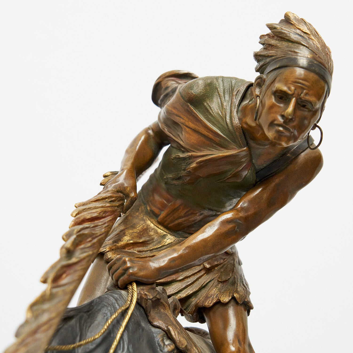 Native American Warrior on Horseback by Édouard Drouot - Jeroen Markies Art Deco