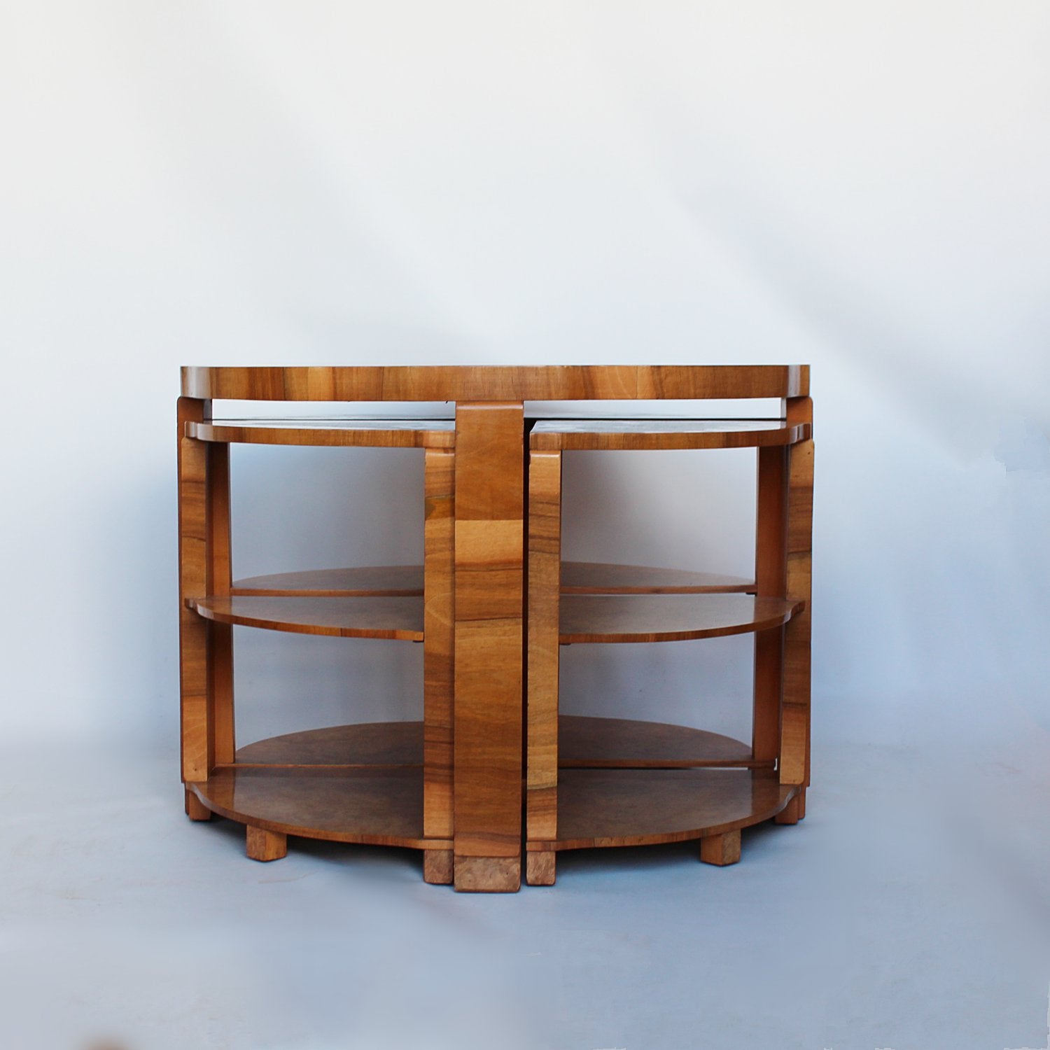 Art Deco nest of tables circa 1930 in burr walnut