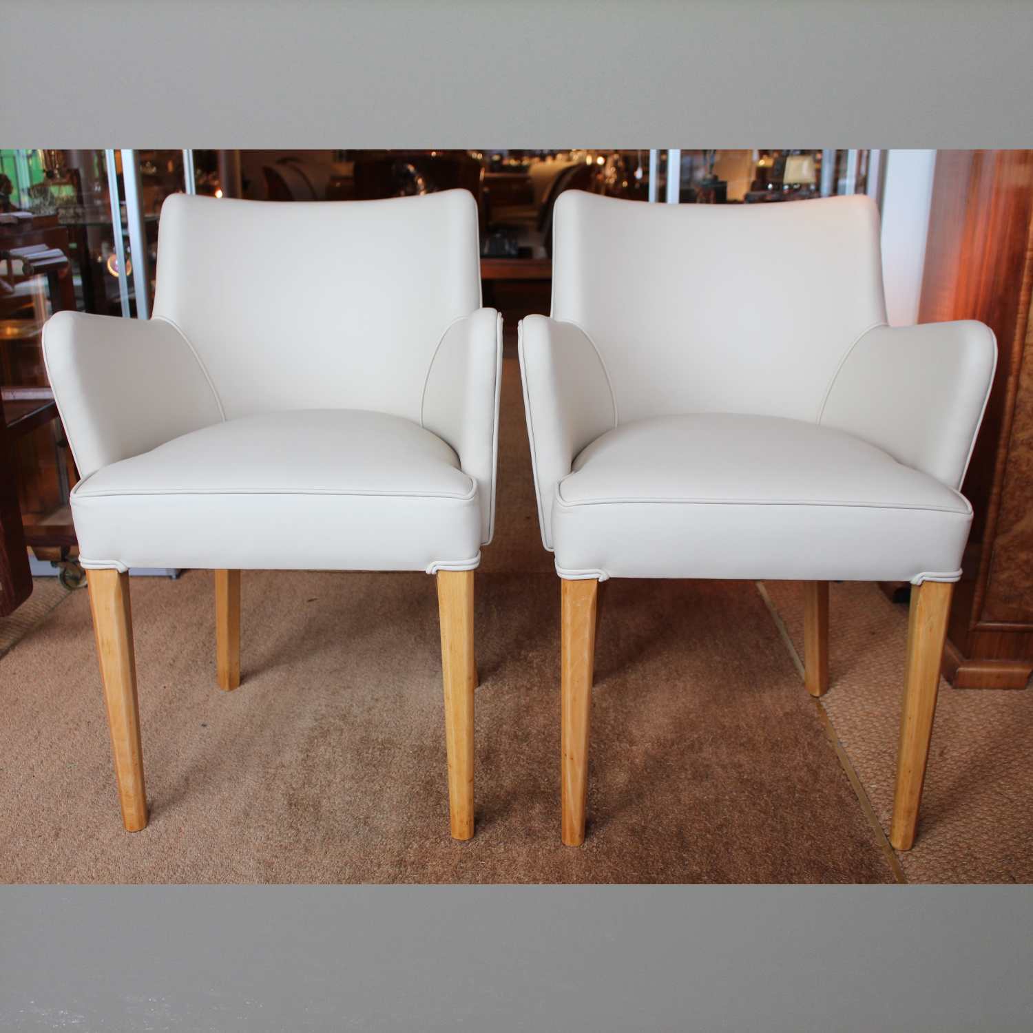 Art Deco side chairs upholstered in leather at Jeroen Markies 