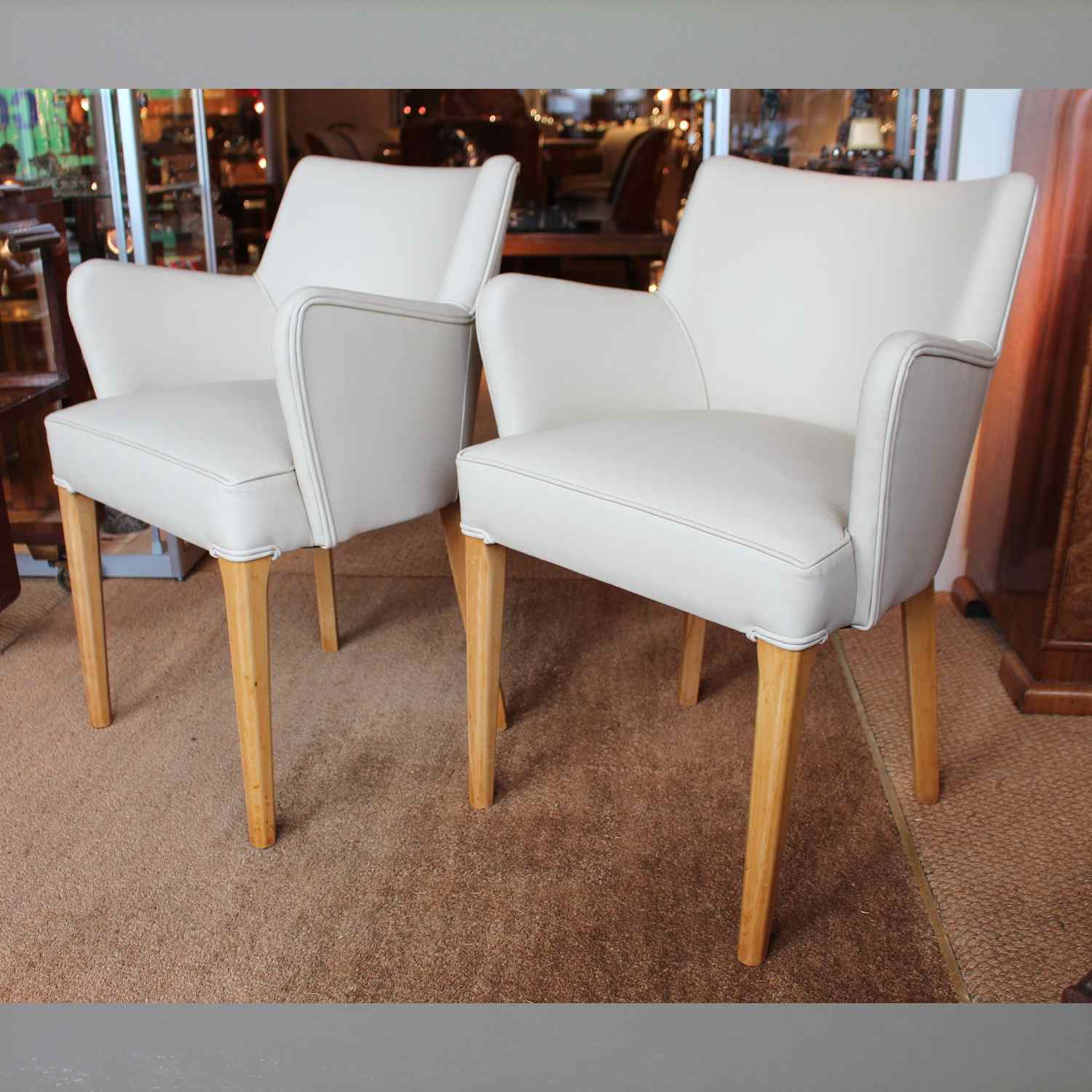 Art Deco side chairs upholstered in leather at Jeroen Markies 