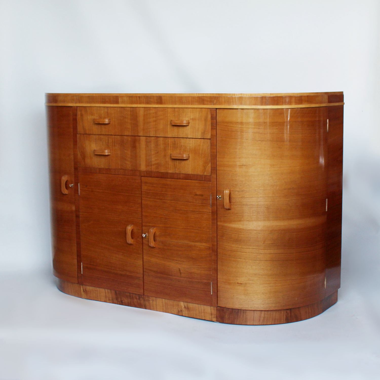 Art Deco sideboard in walnut and satin birch circa 1930 at Jeroen Markies