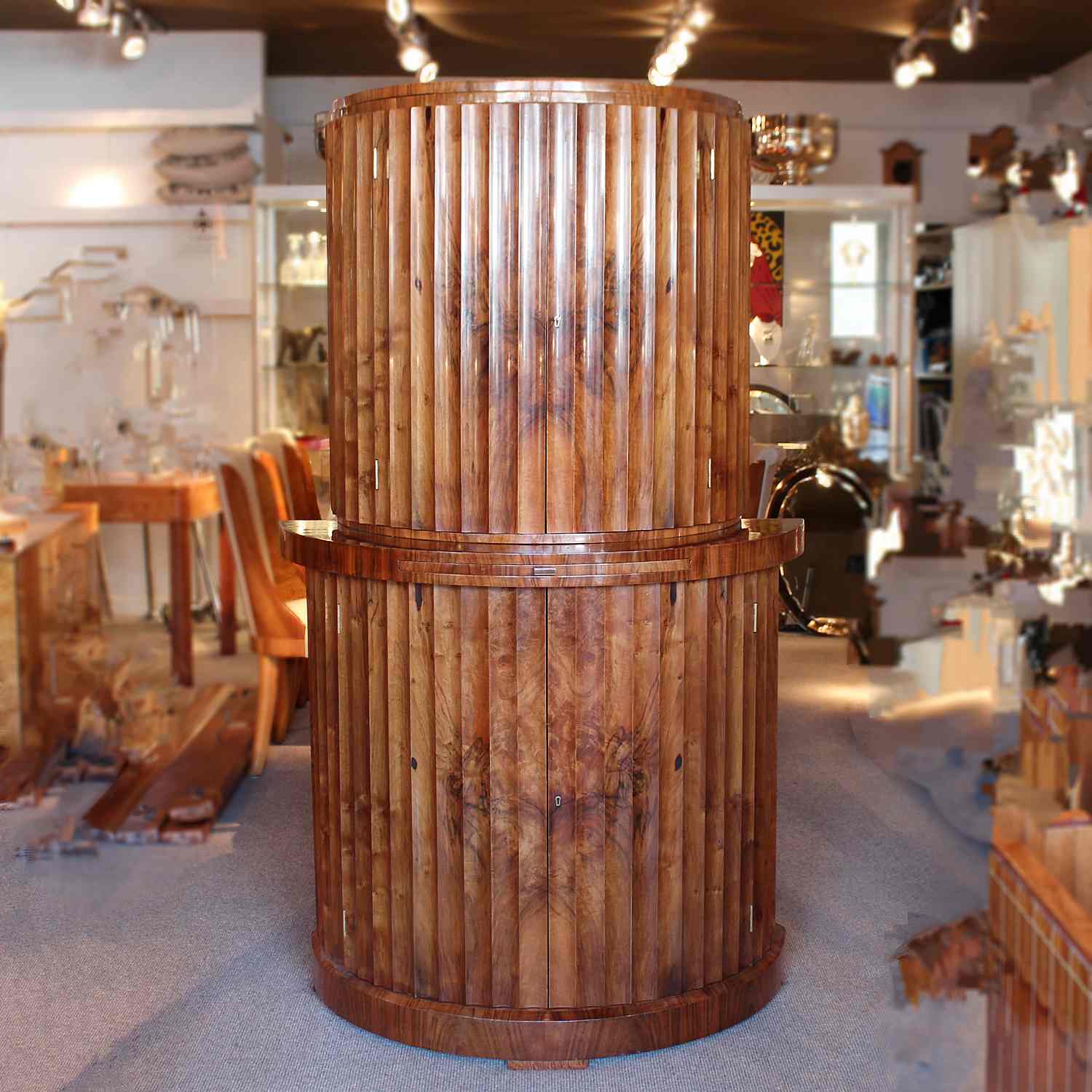 Art Deco demi-lune cocktail cabinet in walnut circa 1930