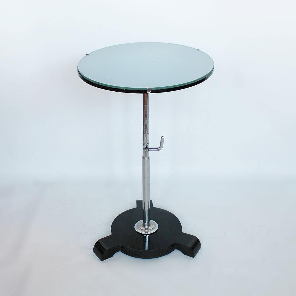 Art Deco extendable side table in ebonised wood and chromed metal at Jeroen Markies