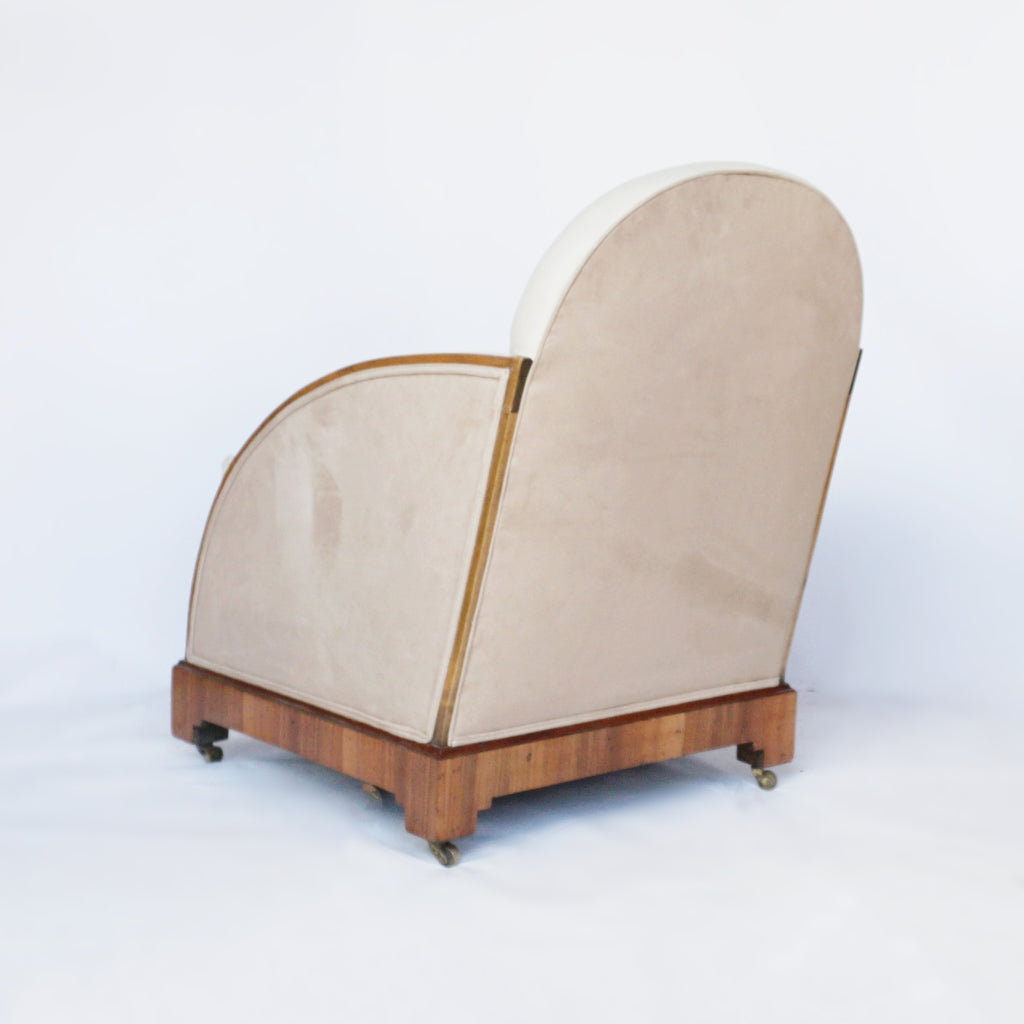 a Pair of Original Vintage Art Deco Lounge Chairs Walnut and Leather Jeroen Markies Art Deco 