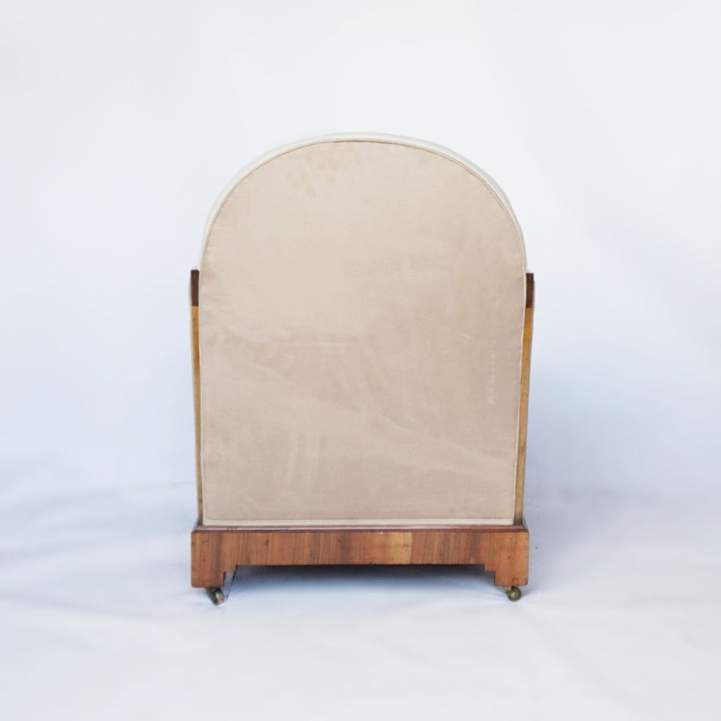 a Pair of Original Vintage Art Deco Lounge Chairs Walnut and Leather Jeroen Markies Art Deco 