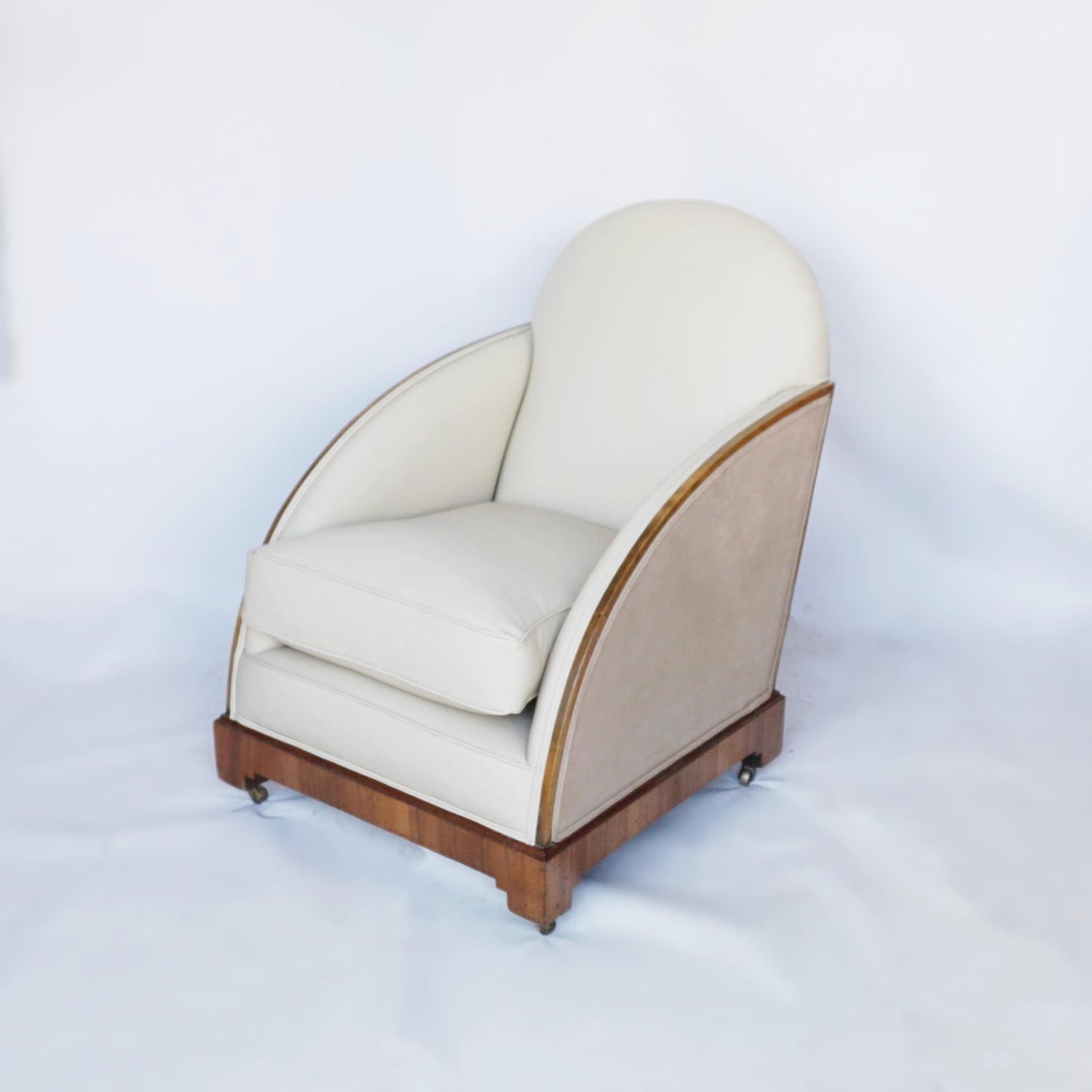 a Pair of Original Vintage Art Deco Lounge Chairs Walnut and Leather Jeroen Markies Art Deco 