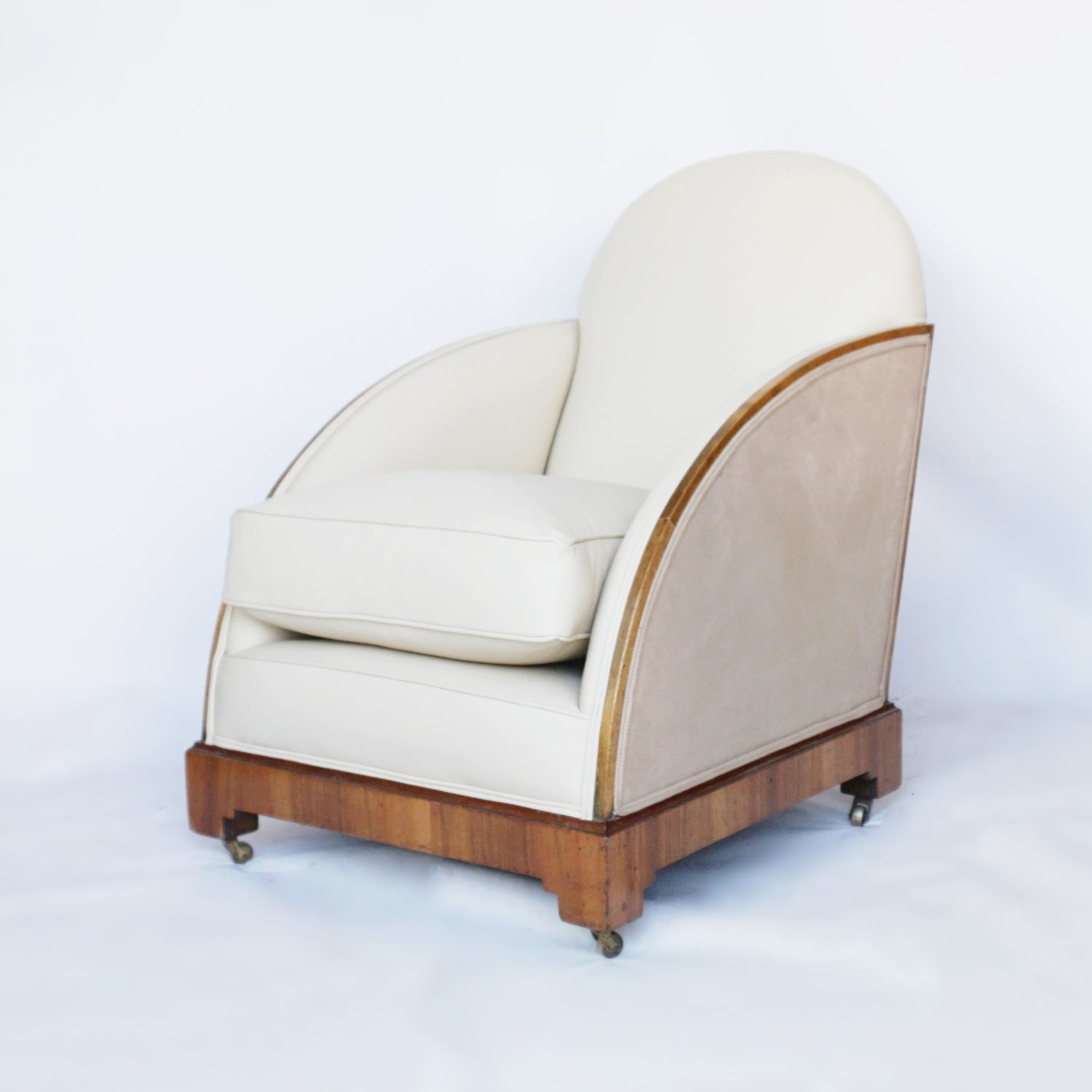 a Pair of Original Vintage Art Deco Lounge Chairs Walnut and Leather Jeroen Markies Art Deco 