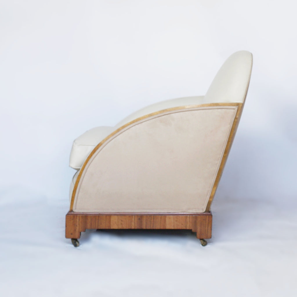a Pair of Original Vintage Art Deco Lounge Chairs Walnut and Leather Jeroen Markies Art Deco 