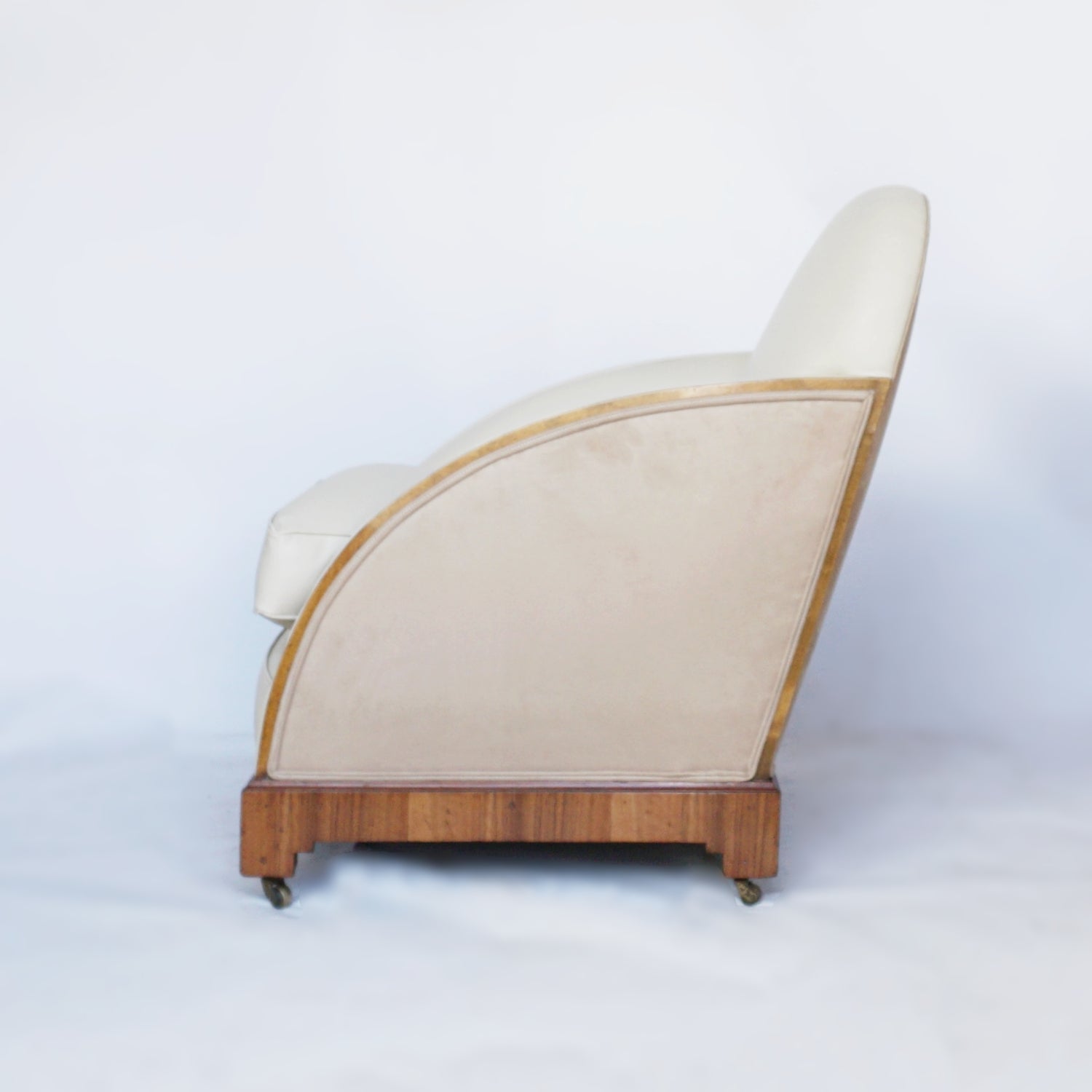 a Pair of Original Vintage Art Deco Lounge Chairs Walnut and Leather Jeroen Markies Art Deco 