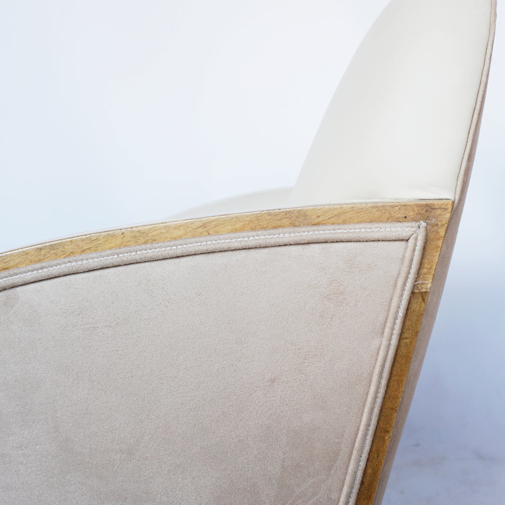 a Pair of Original Vintage Art Deco Lounge Chairs Walnut and Leather Jeroen Markies Art Deco 