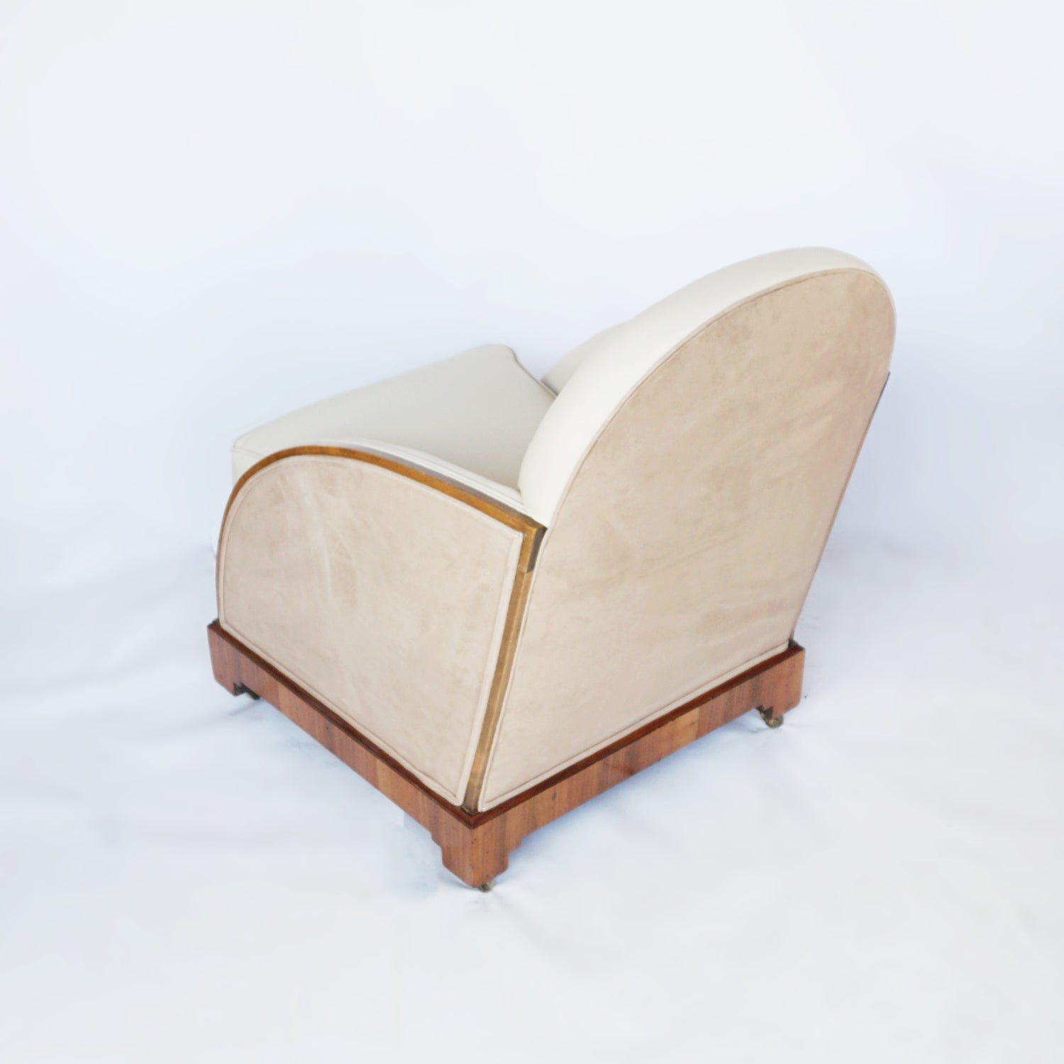 a Pair of Original Vintage Art Deco Lounge Chairs Walnut and Leather Jeroen Markies Art Deco 