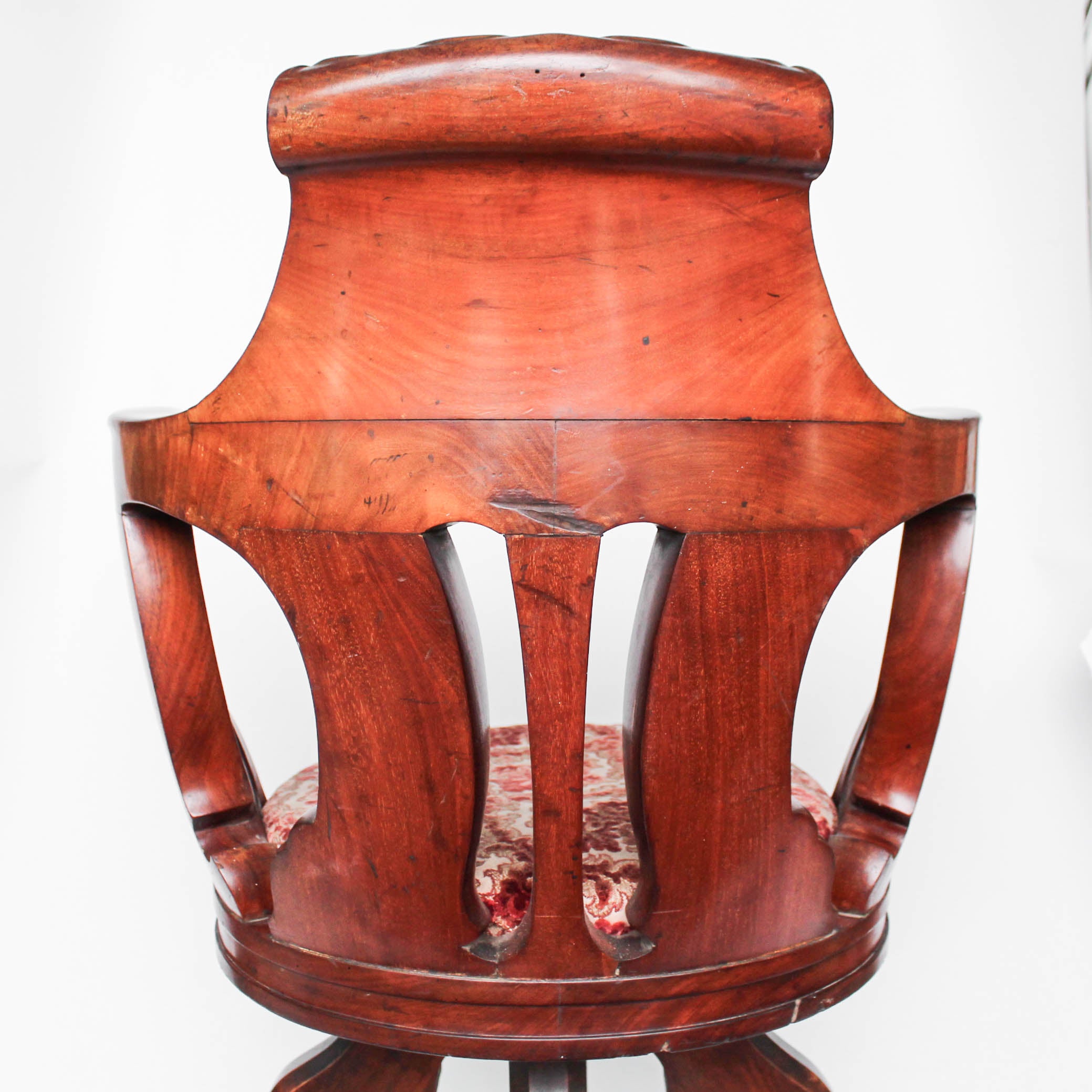 A solid, carved, walnut bar chair from HMHS Britannic, sister ship to the Titanic at Jeroen Markies.