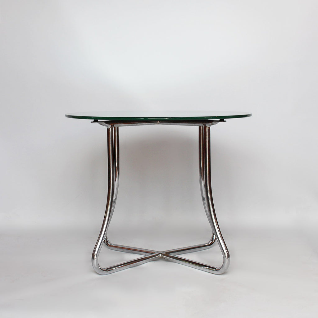 Art Deco metal and mirrored glass side table circa 1930