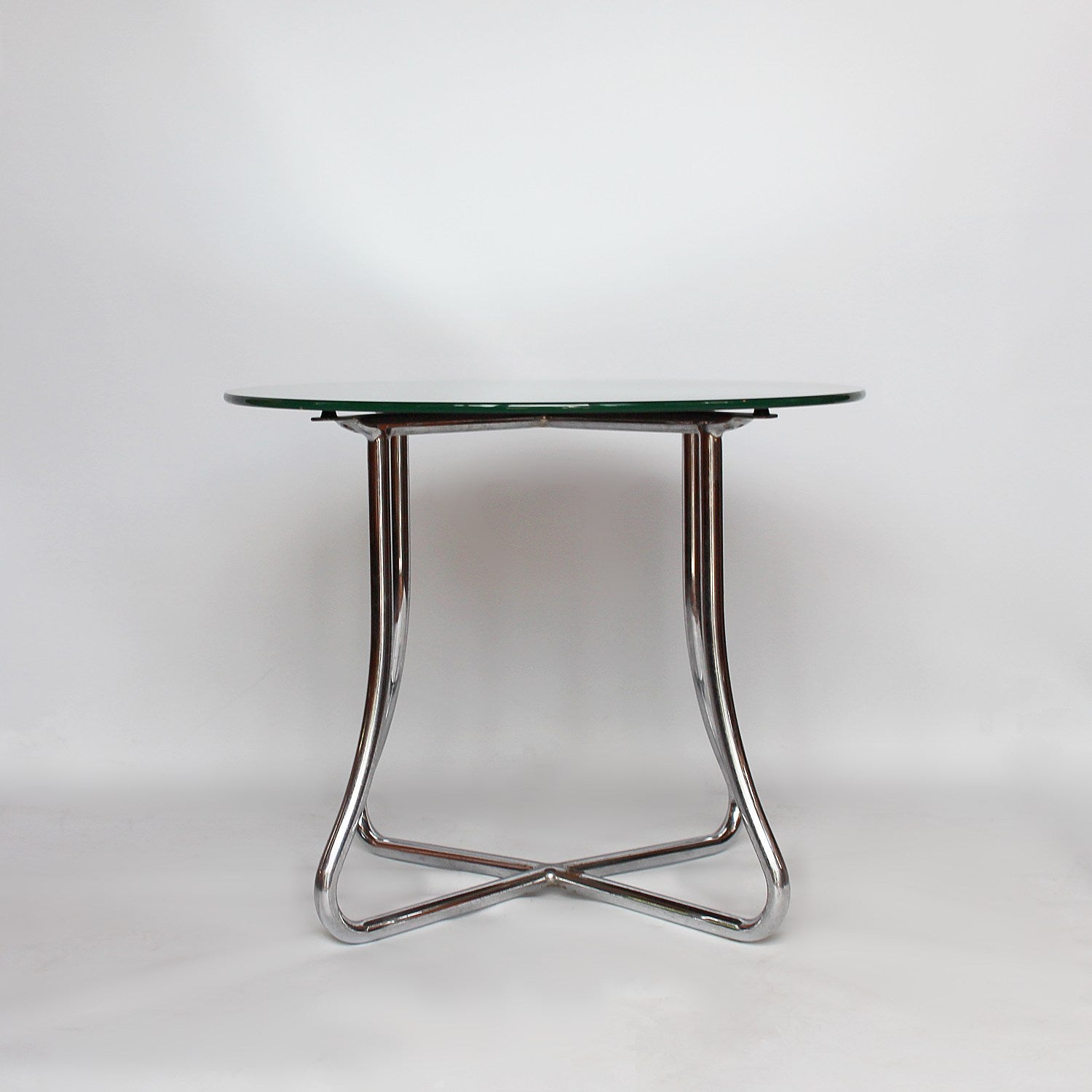 Art Deco metal and mirrored glass side table circa 1930