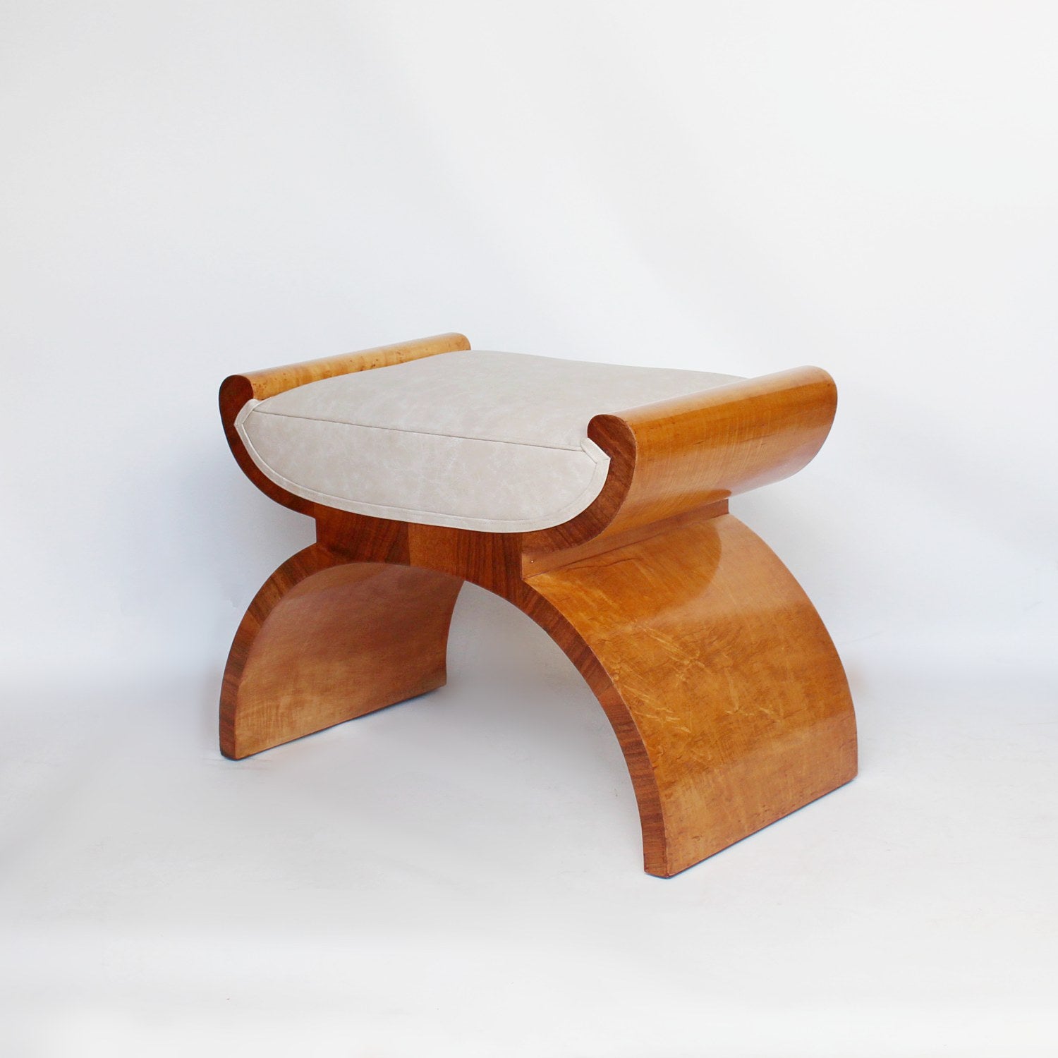 Art Deco x-frame stool by Harry & Lou Epstein at Jeroen Markies