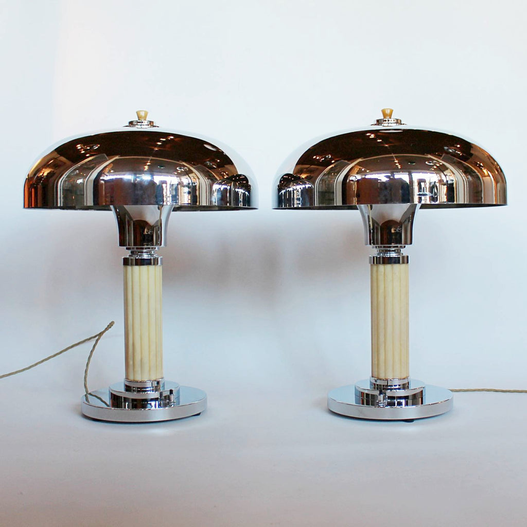 Art Deco dome bakelite and metal table lamps