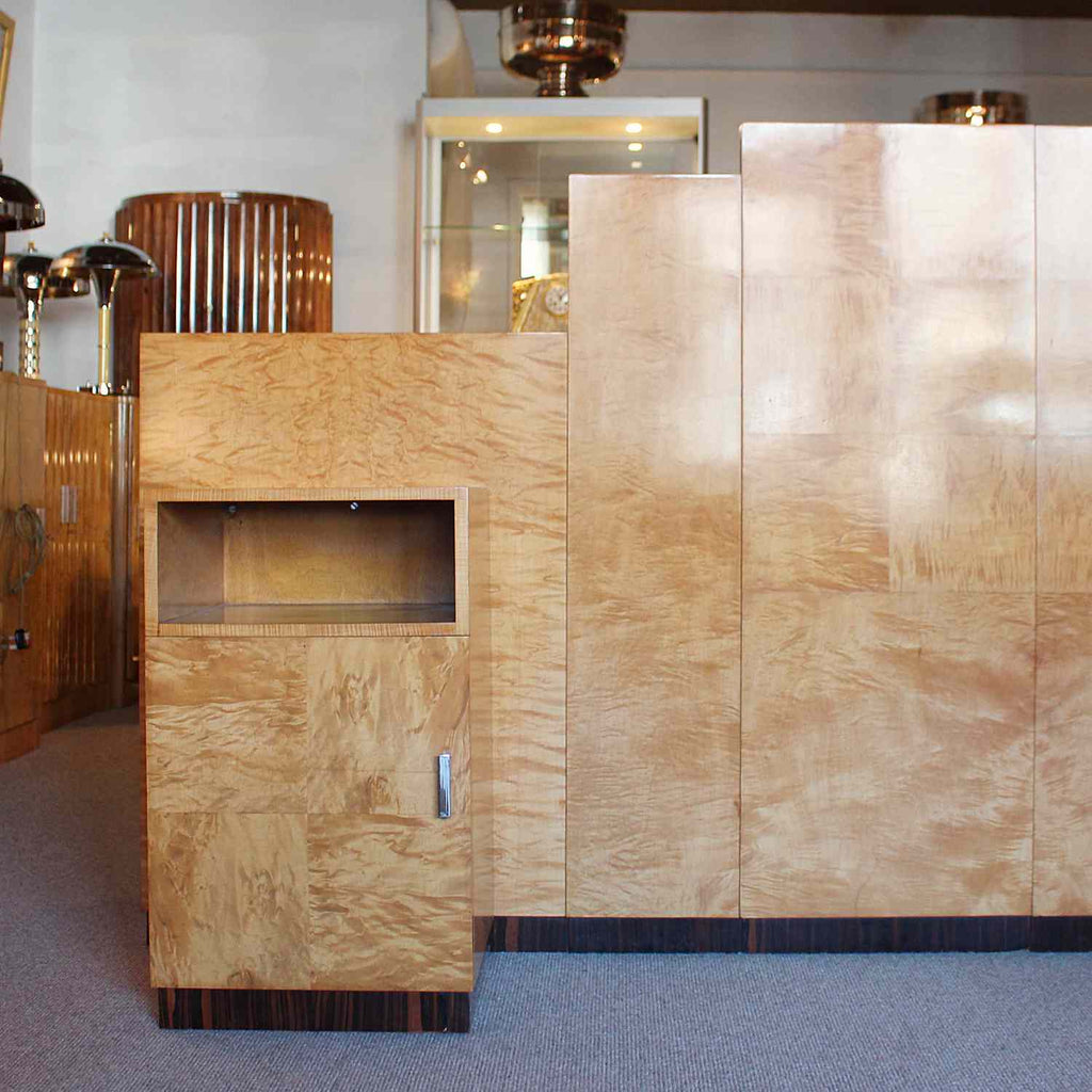Art Deco bed head for king size bed with integral cabinets at Jeroen Markies