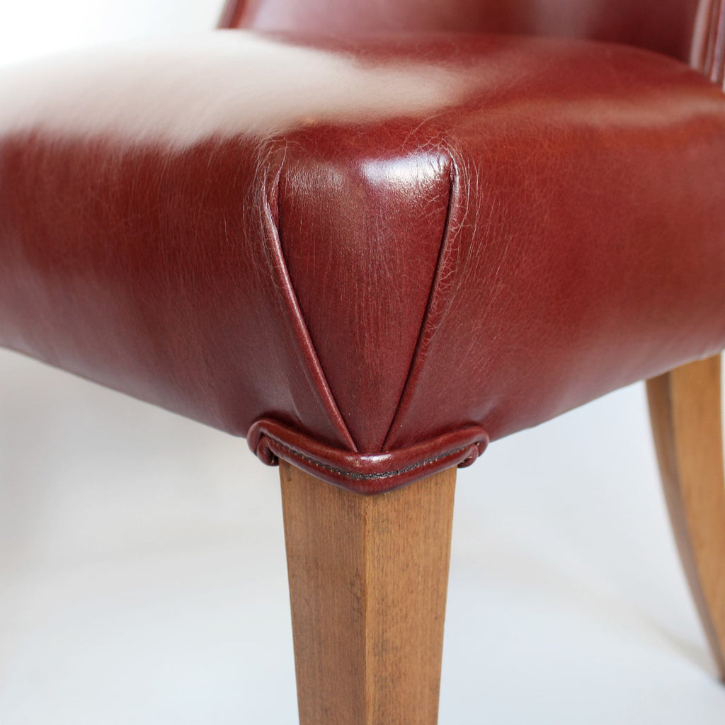 Art Deco chairs in walnut and leather circa 1930 at Jeroen Markies