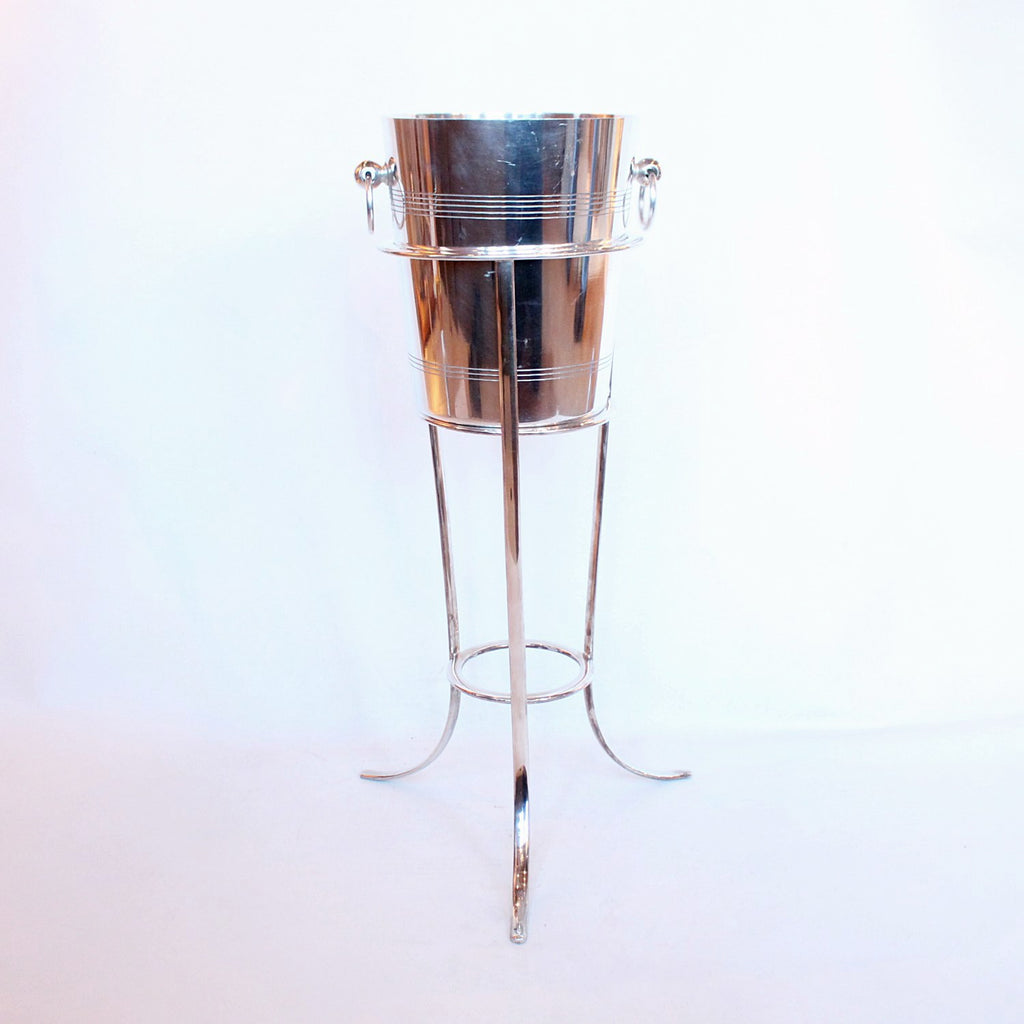 Art Deco silver plated champagne bucket on stand at Jeroen Markies