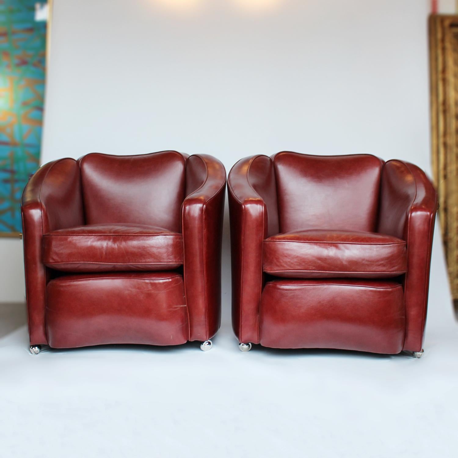 Art Deco leather armchairs