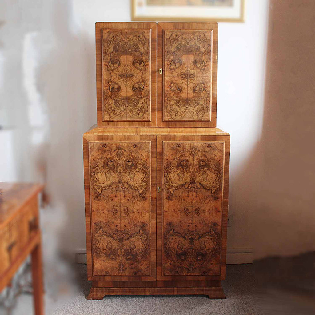 Art Deco cocktail cabinet with burr walnut panels circa 1930