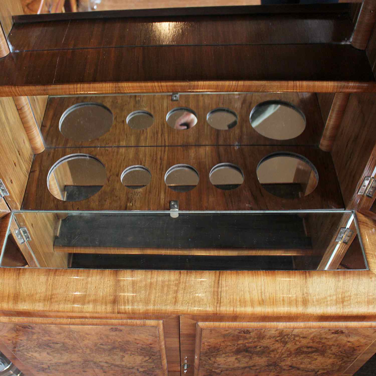 Art Deco cocktail cabinet with burr walnut panels circa 1930