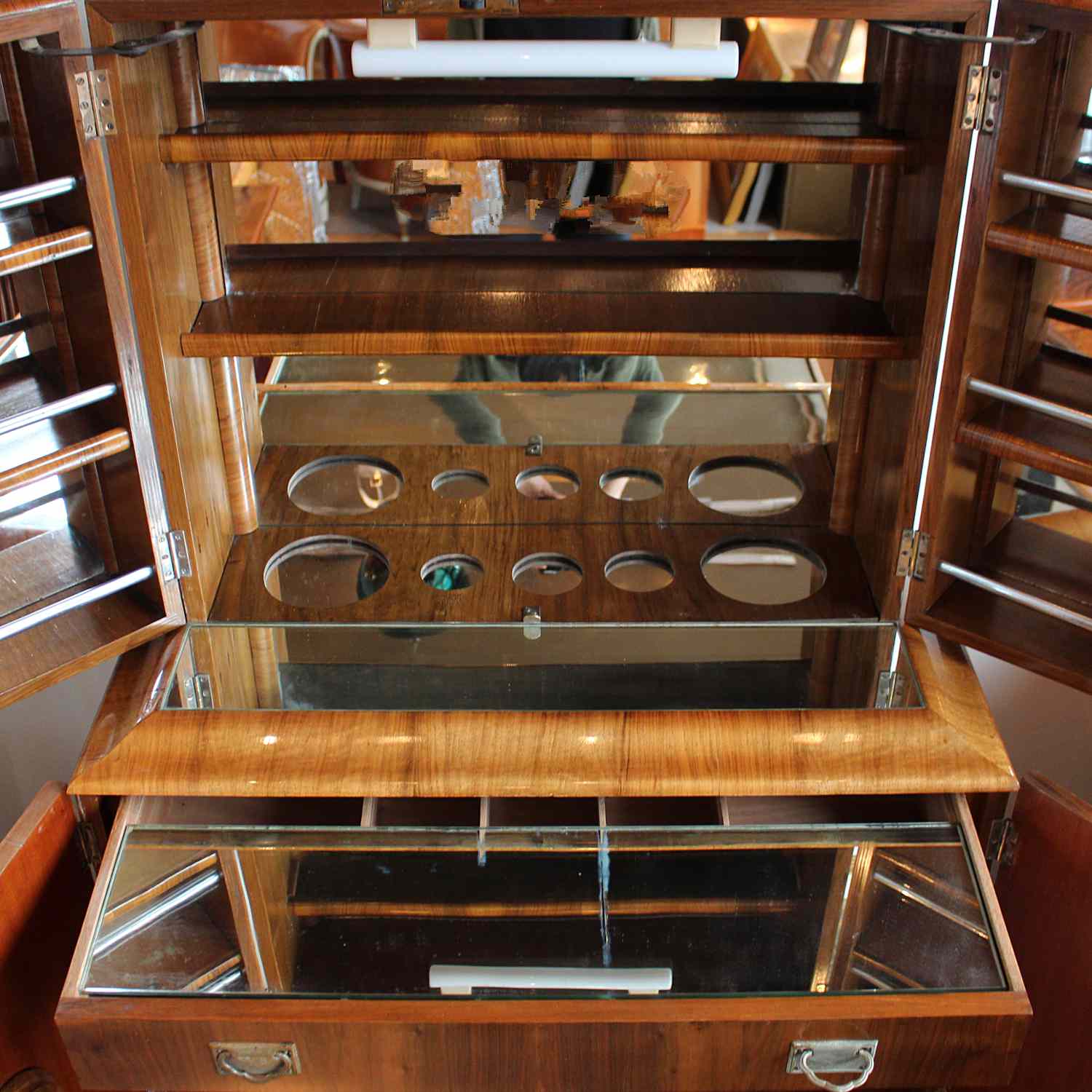 Art Deco cocktail cabinet with burr walnut panels circa 1930