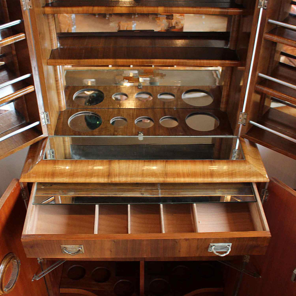 Art Deco cocktail cabinet with burr walnut panels circa 1930