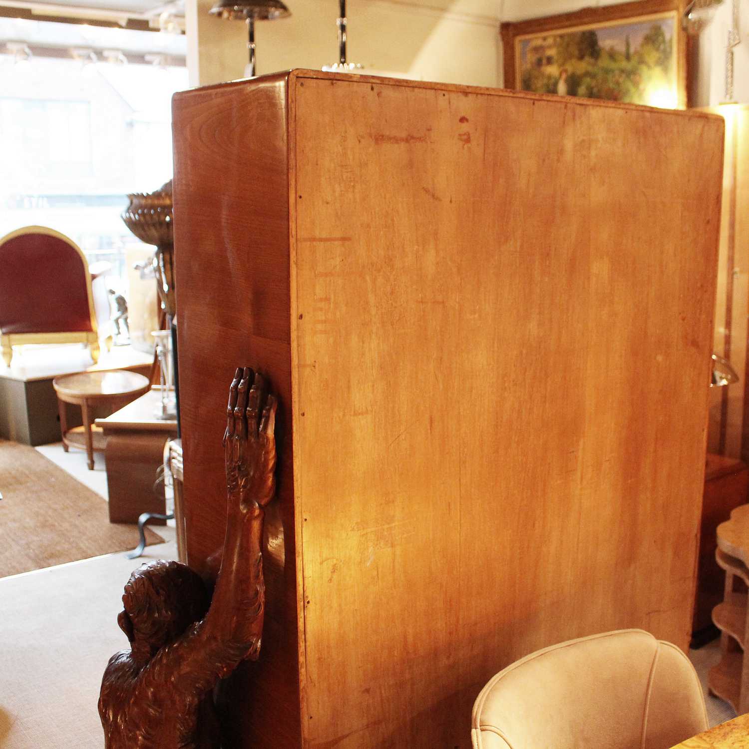 An unusual and unique Art Deco cocktail cabinet with hand carved monkeys
