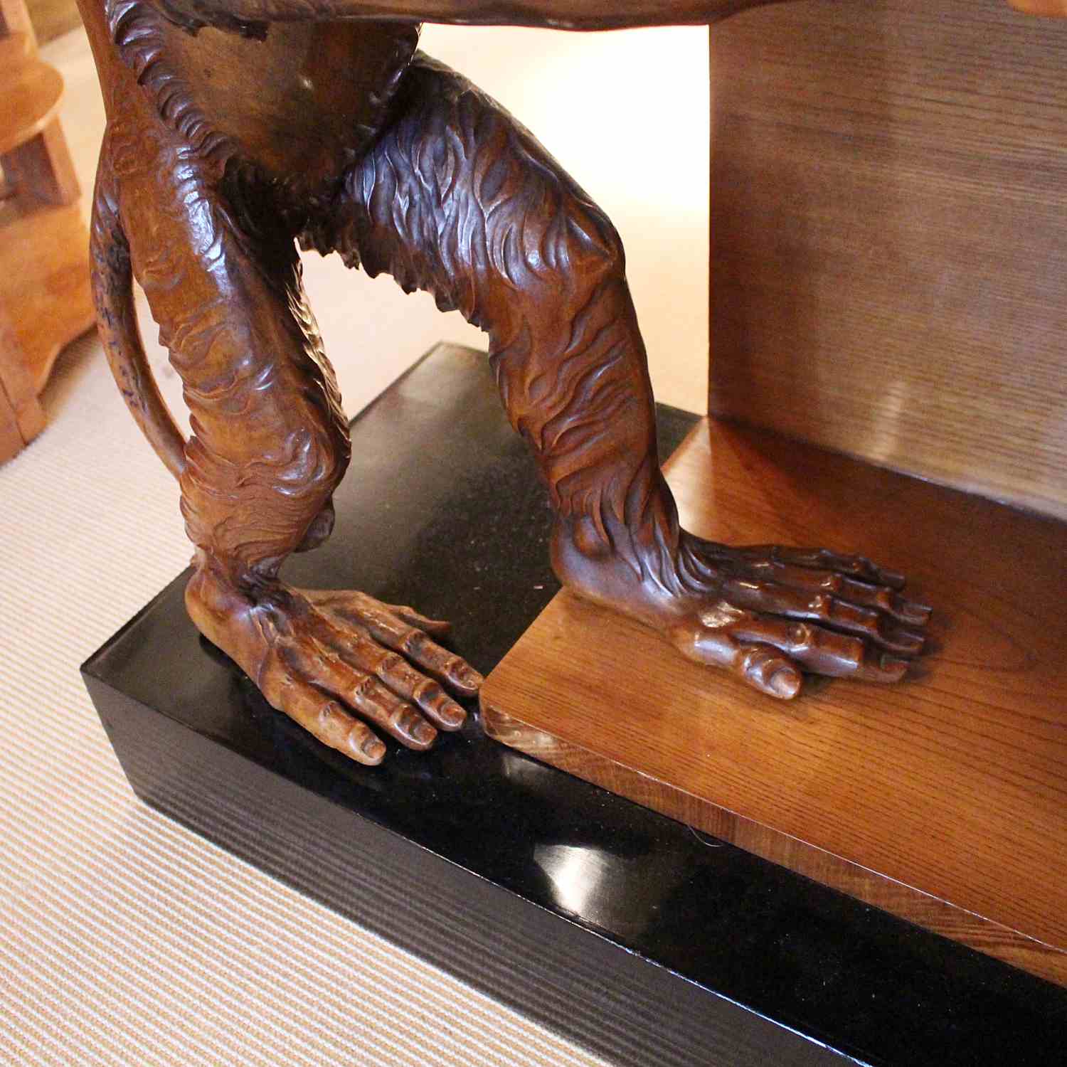 An unusual and unique Art Deco cocktail cabinet with hand carved monkeys