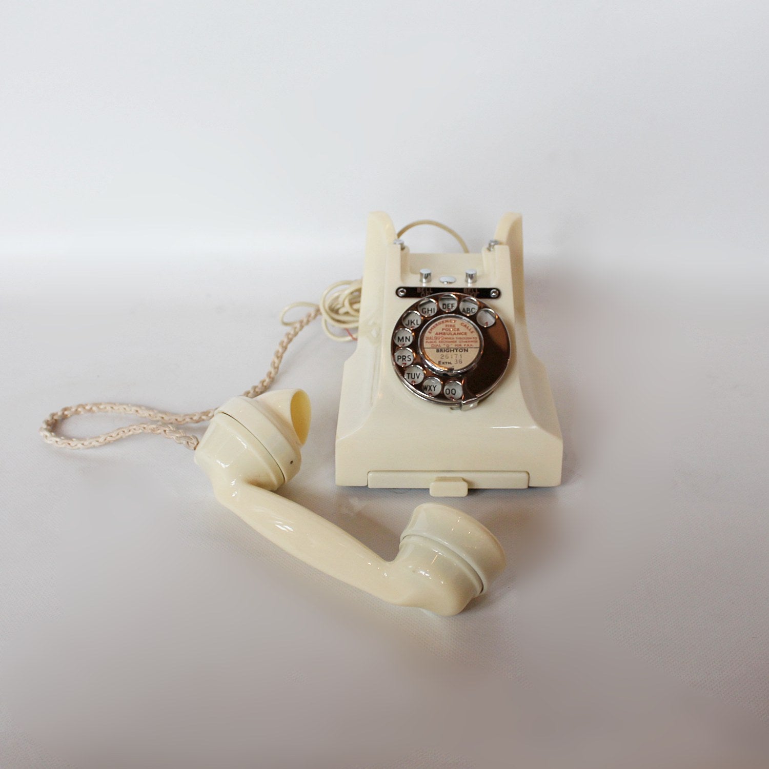 GPO bakelite 1950s telephone in cream at Jeroen Markies