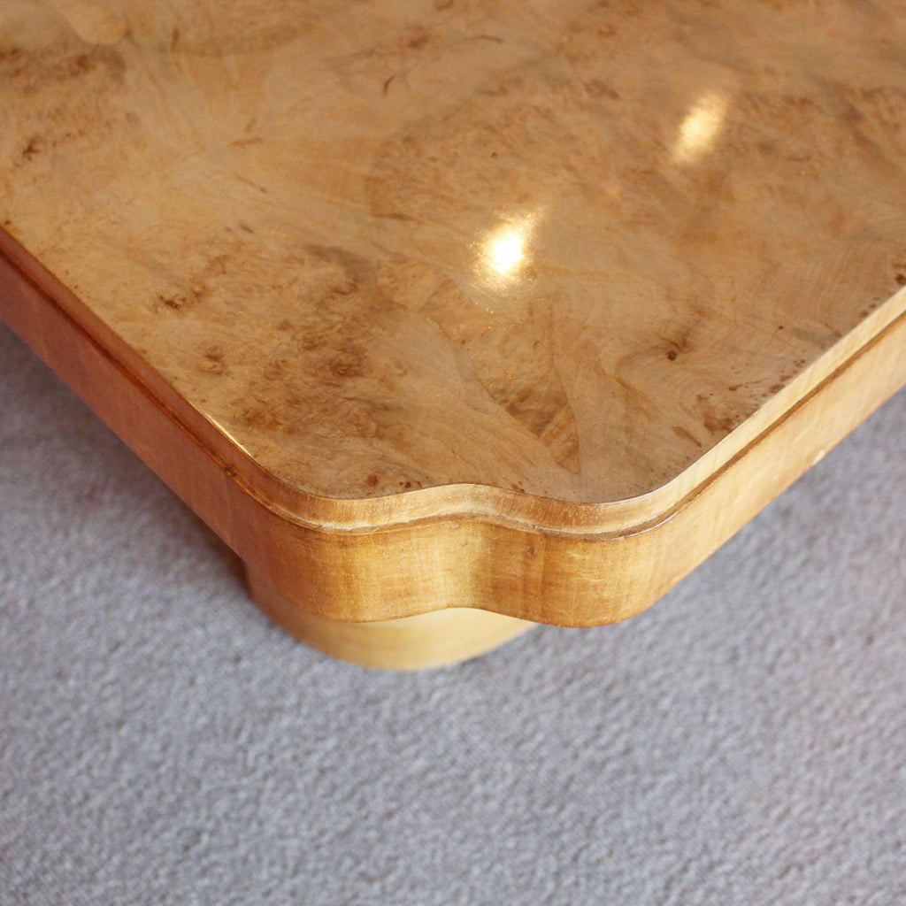 Epstein Art Deco six seat dining suite in walnut and cream leather at Jeroen Markies