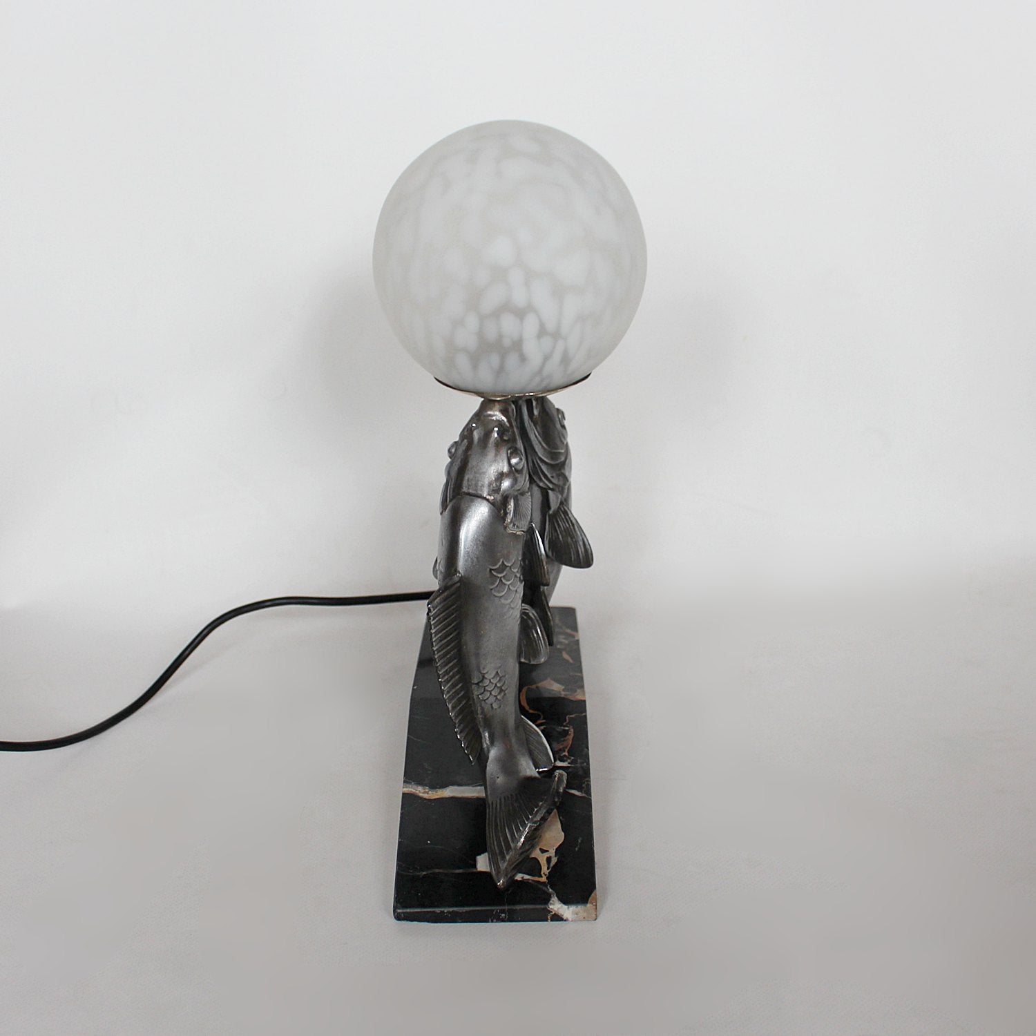 French Art Deco table lamp with two fish at Jeroen Markies Art Deco