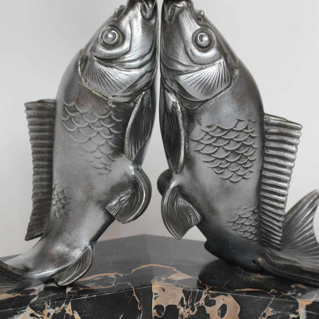 French Art Deco table lamp with two fish at Jeroen Markies Art Deco