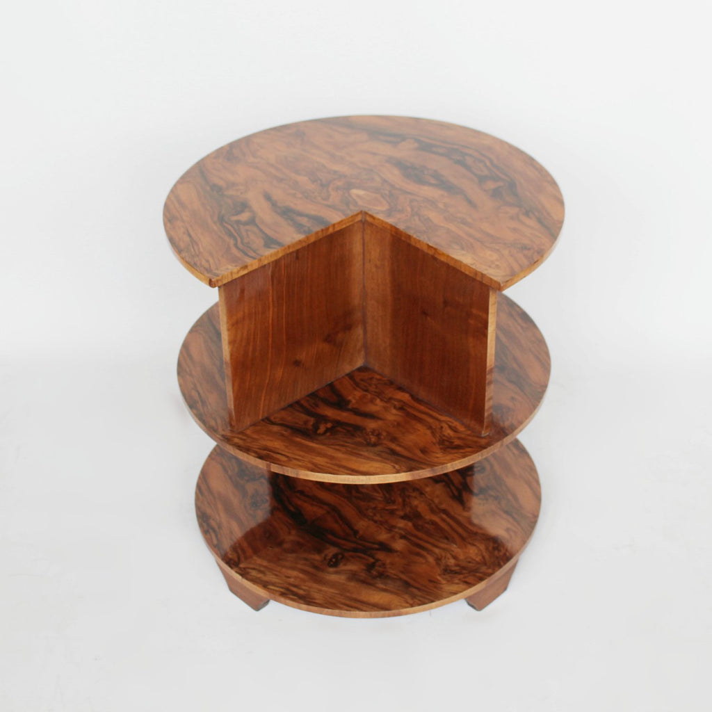 Art Deco library side table in figured walnut circa 1930