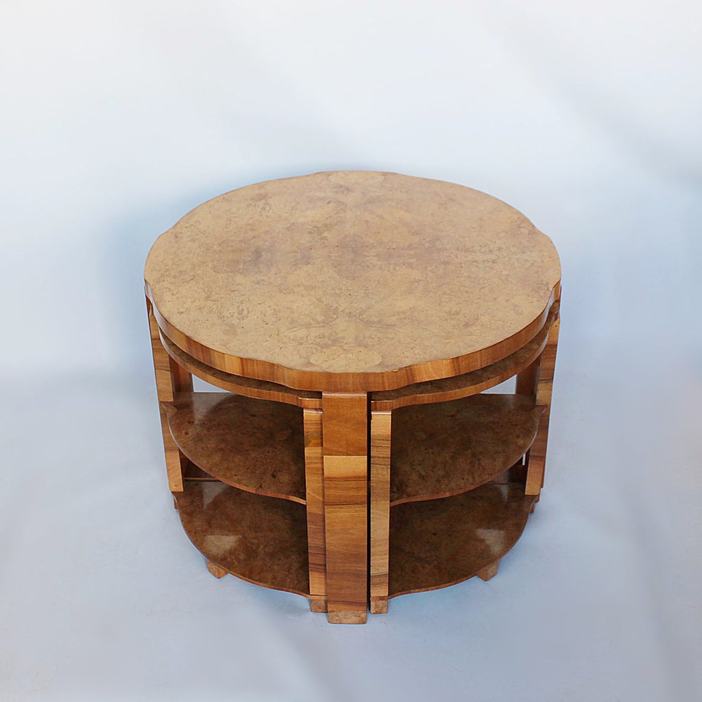 Art Deco nest of tables circa 1930 in burr walnut