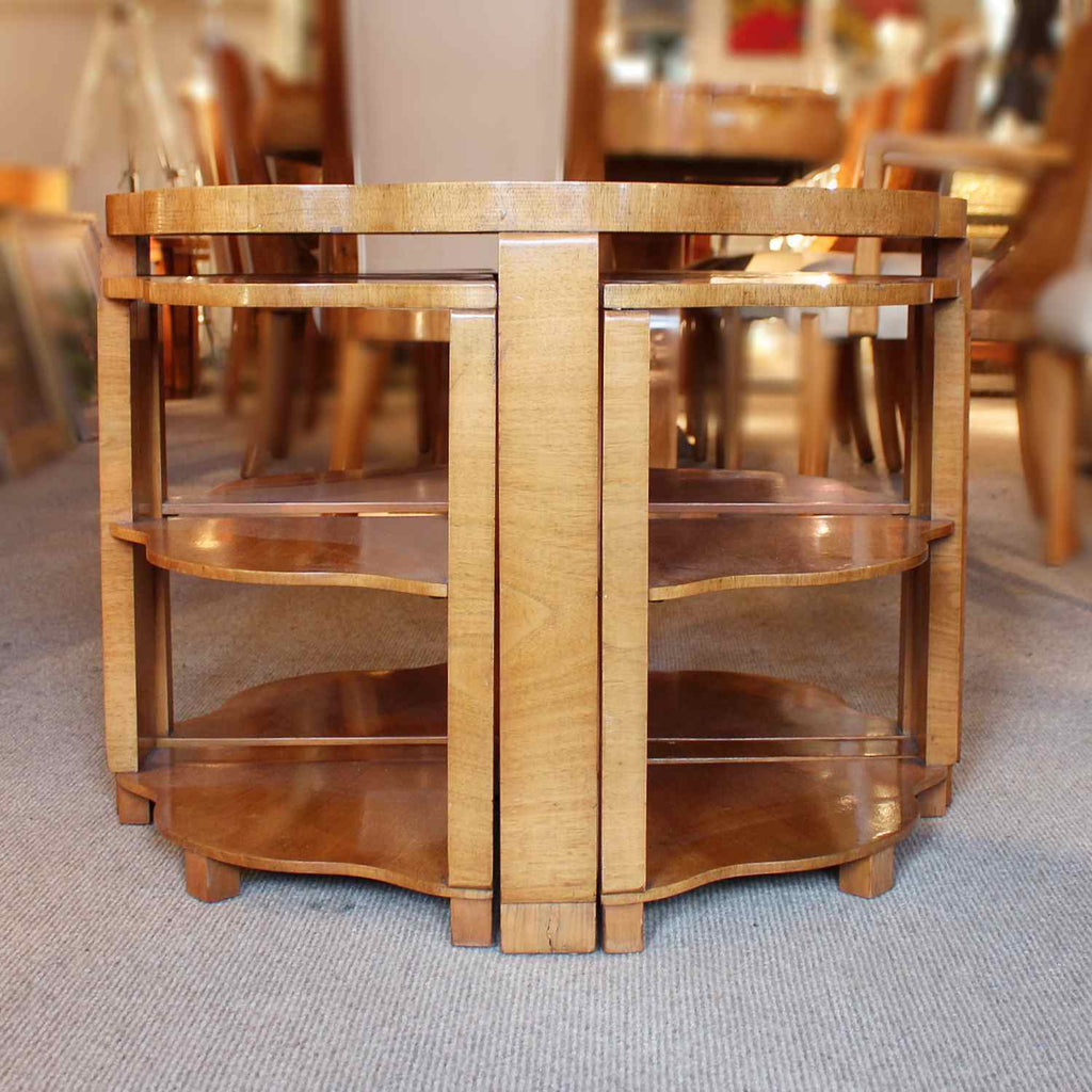 Art Deco nest of tables in burr walnut circa 1930 at Jeroen Markies