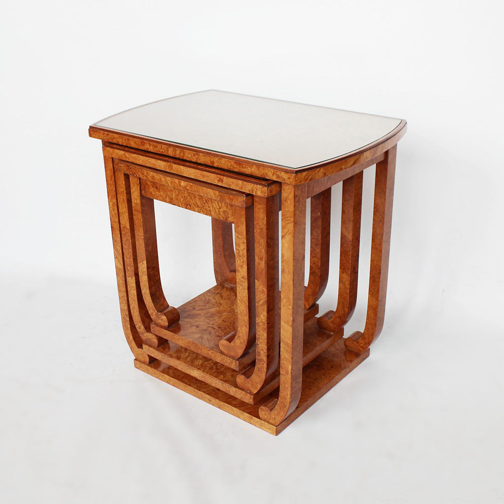 Art Deco set of nested tables in walnut at Jeroen Markies
