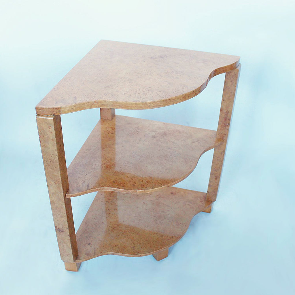 Epstein Art Deco nest of tables in burr walnut at Jeroen Markies Art Deco