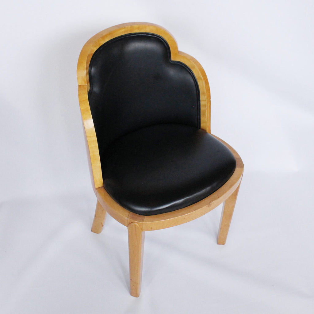 Art Deco cloud back side chairs circa 1930 upholstered in black leather at Jeroen Markies